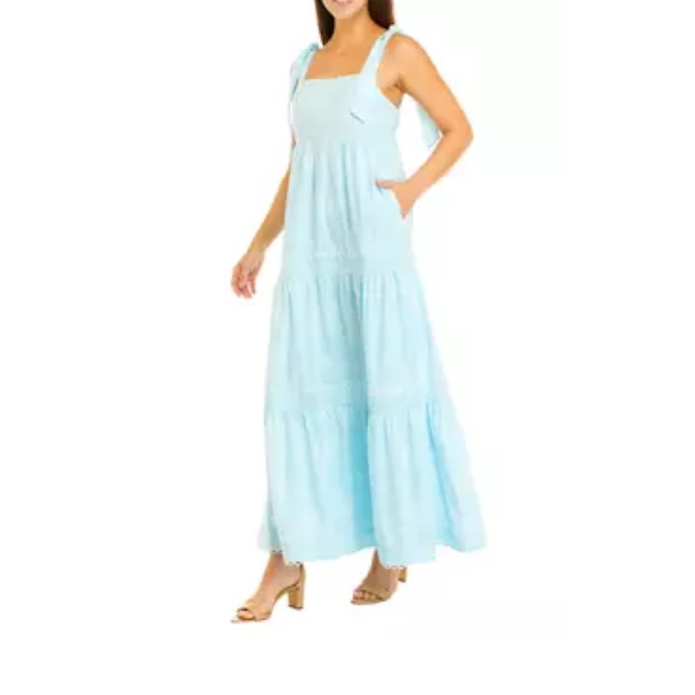Biltmore Women's Tie Tank Maxi Dress Light Blue
